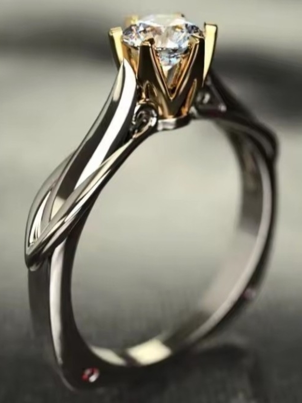 Pure 18K Gold Mossanite Ring 9.25 Silver Waistband